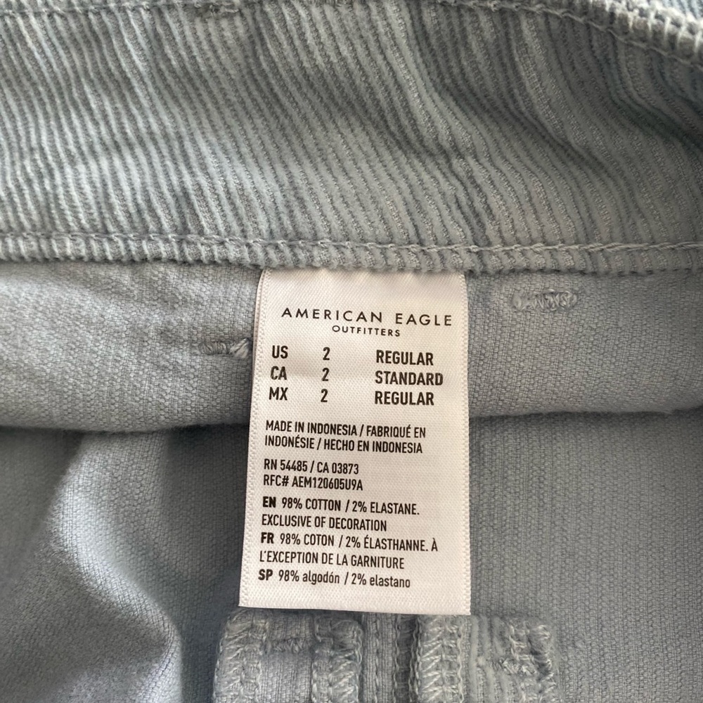 American Eagle Lt blue corduroy front button mini skirt pockets Sz 2 - Picture 6 of 8